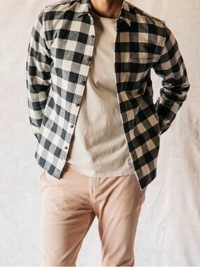 Hiroshi Kato Ripper Flannel Gray Ivory Mens L